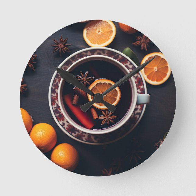 Merry & Mulled | Cosy Holiday Drink Round Clock (Front)