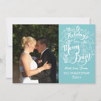 Merry n Bright Holidays Modern Photo Christmas Holiday Card