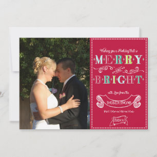 Merry n Bright Holidays Modern Photo Christmas Holiday Card