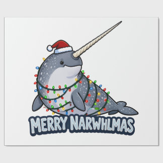 Merry Narwhalmas Narwhal Christmas Lights Funny Wrapping Paper