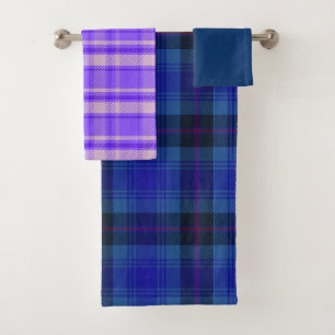 Merry Navy Plaid and Merry Peri Plaid Bath Towel Set