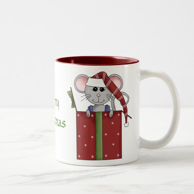 Merry Night Before Christmas Mouse Two-Tone Coffee Mug (Right)