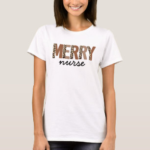 "Merry Nurse" Modern Colour Block Leopard Boho T-Shirt