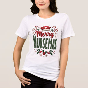 Merry Nursemas Cosy Christmas Gift for Nurses Tri-Blend Shirt