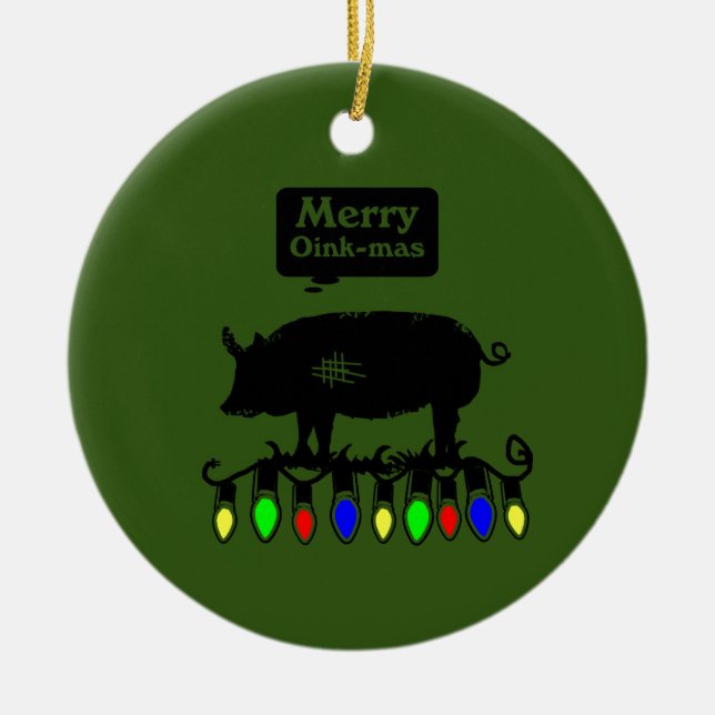 Merry Oink Mas Ceramic Tree Decoration (Front)