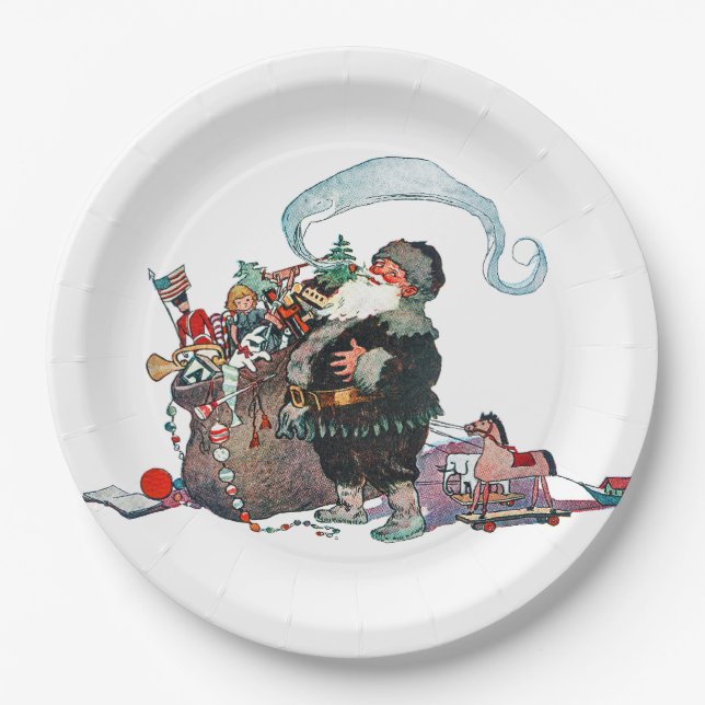 Merry Old Christmas Elf, Jessie Willcox Smith Paper Plate (Front)