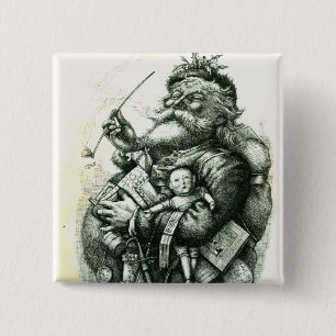 Merry Old Santa Claus 15 Cm Square Badge