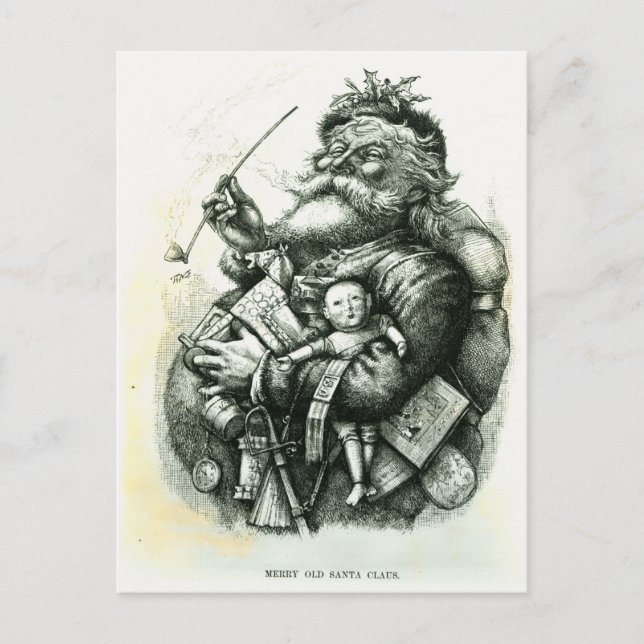 Merry Old Santa Claus Holiday Postcard (Front)
