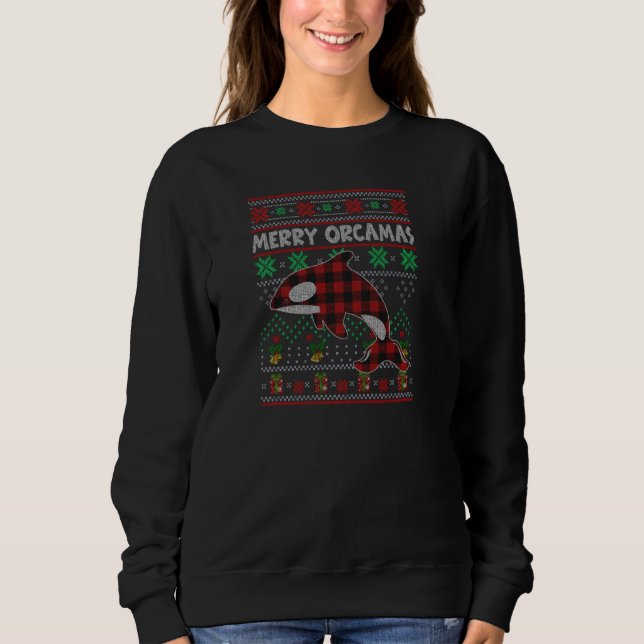 Merry Orcamas Christmas Sweater Orca Killer Whale  (Front)