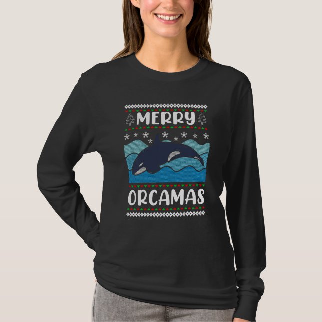 Merry Orcamas Orca diver marine biologist Swea T-Shirt (Front)