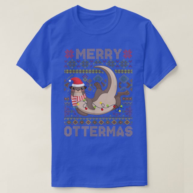 Merry Ottermas Christmas Santa Otter Ugly Sweater  (Design Front)