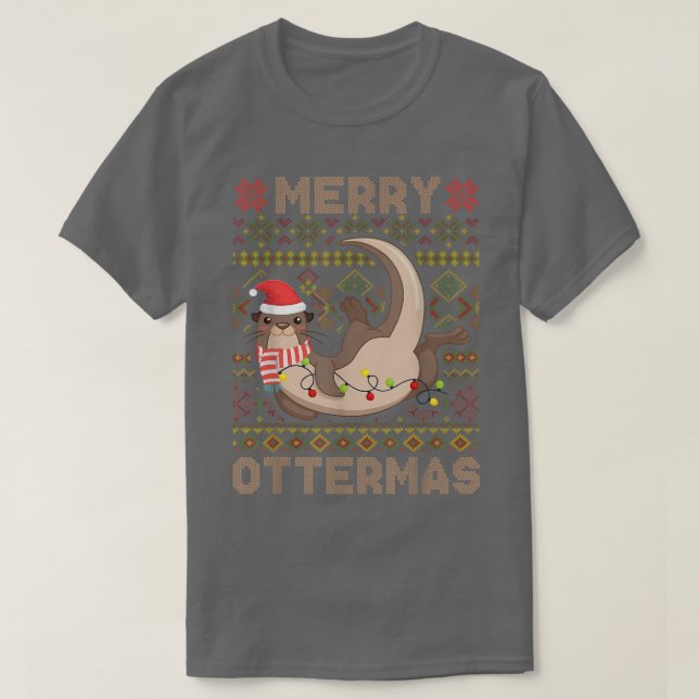 Merry Ottermas Christmas Santa Otter Ugly Sweater  (Design Front)