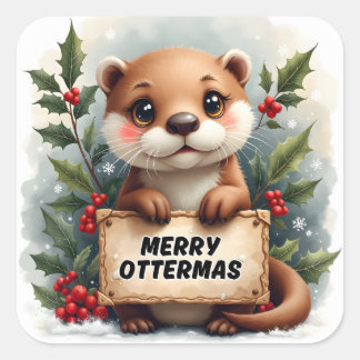 Merry Ottermas Christmas Square Sticker