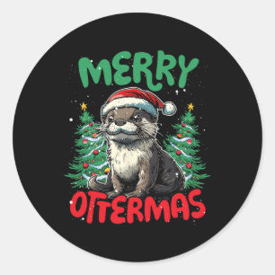 Merry Ottermas Funny Christmas Duck Lover  Classic Round Sticker