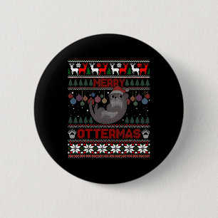 Merry Ottermas Funny Otter Lovers Christmas Ugly 2 6 Cm Round Badge