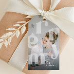 MERRY Overlay Typography' Photo Christmas Gift Tags<br><div class="desc">Modern Photo Christmas Gift Tags. Design features the text MERRY in a transparent typography,  overlaying a photograph of your choice. Simply add family name and viola!</div>