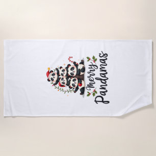 Merry Pandamas Pun Panda Christmas (2) Beach Towel