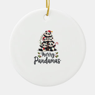 Merry Pandamas Pun Panda Christmas (2) Ceramic Tree Decoration