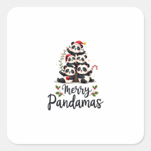 Merry Pandamas Pun Panda Christmas (2) Square Sticker