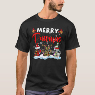 Merry Pawmas Xmas ELF Reindeer Santa Plaid Leopard T-Shirt