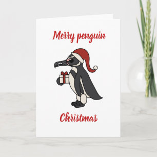 Merry penguin Christmas Holiday Card
