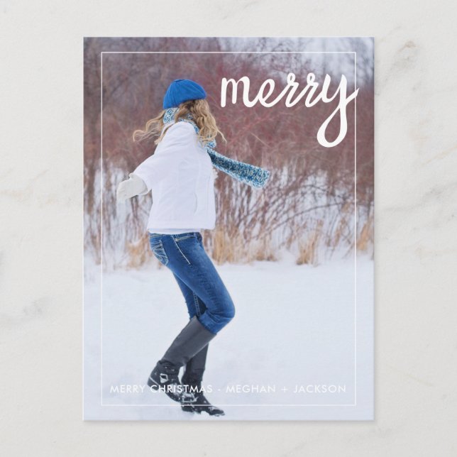 Merry Photo Christmas Holiday Postcard (Front)