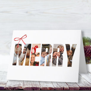 Merry Photo Collage Christmas  Holiday Card