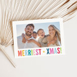 MERRY PHOTO modern family colourful bold typograph Holiday Card<br><div class="desc">by kat massard >>> kat@simplysweetPAPERIE.com <<< Send and extra special message with style and pizzazz this year... Personalised with your details & photos my modern holiday products are sure to stand out from the flurry of greetings your friends and family will receive this season and will make a special memento...</div>