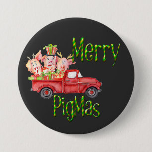 Merry Pigmas Christmas Colourful Pig Lovers Gifts 7.5 Cm Round Badge
