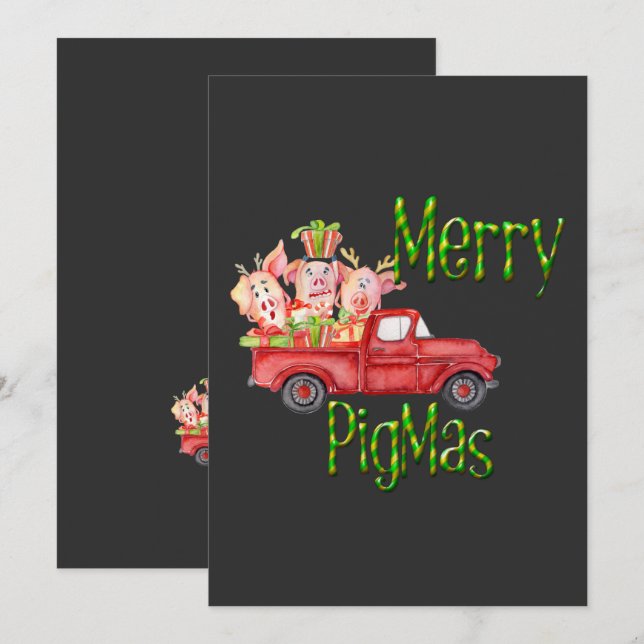 Merry Pigmas Christmas Colourful Pig Lovers Gifts  Holiday Card (Front/Back)
