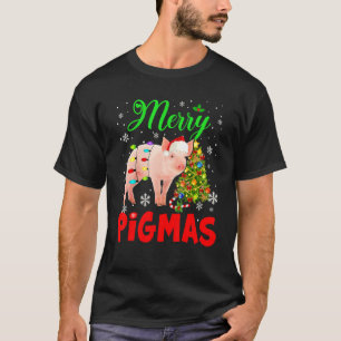Merry Pigmas Cute Christmas Lights Santa Pig Farme T-Shirt