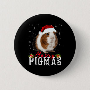 Merry Pigmas Face Mask Fun Guinea Pig Christmas Sa 6 Cm Round Badge