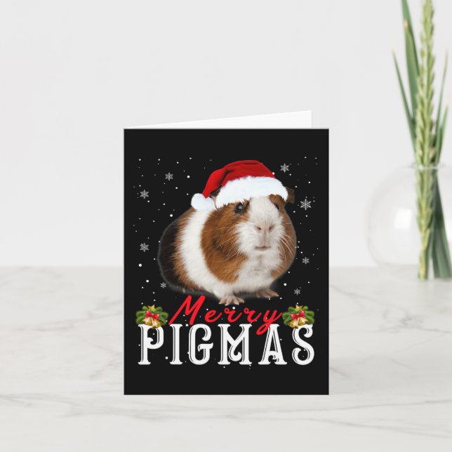 Merry Pigmas Face Mask Fun Guinea Pig Christmas Sa Card (Front)