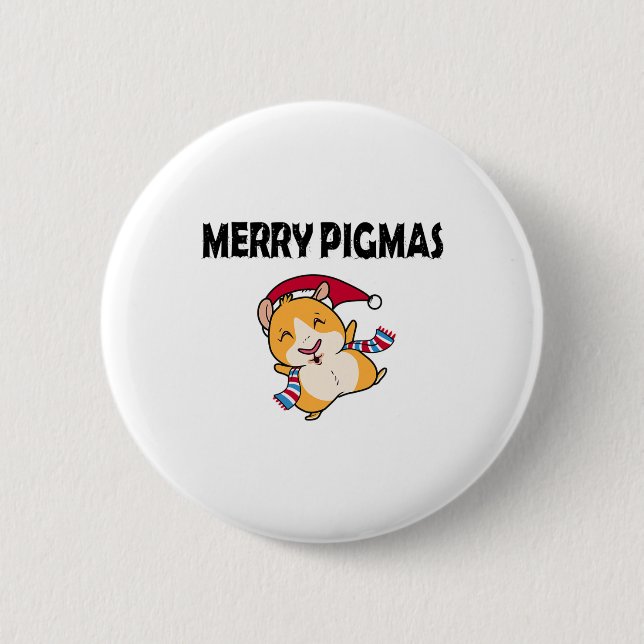 Merry Pigmas Face Mask Funny Guinea Pig Christmas  6 Cm Round Badge (Front)
