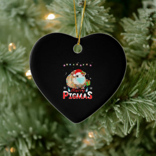 Merry Pigmas Face Mask Funny Guinea Pig Christmas Ceramic Tree Decoration