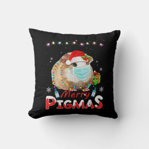 Merry Pigmas Face Mask Funny Guinea Pig Christmas Cushion