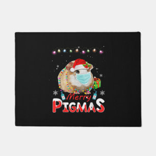 Merry Pigmas Face Mask Funny Guinea Pig Christmas Doormat