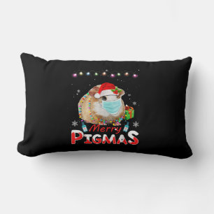 Merry Pigmas Face Mask Funny Guinea Pig Christmas Lumbar Cushion