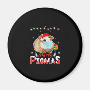 Merry Pigmas Face Mask Funny Guinea Pig Christmas Magnet