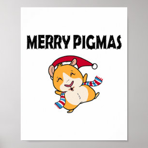 Merry Pigmas Face Mask Funny Guinea Pig Christmas Poster