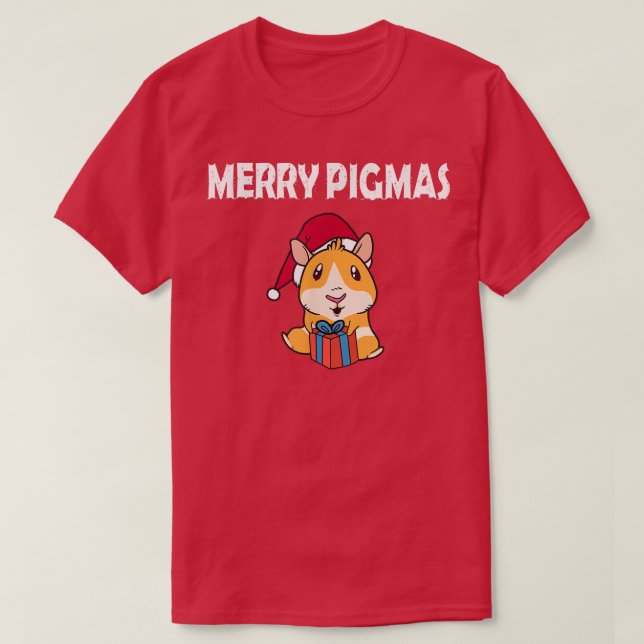 Merry Pigmas Face Mask Funny Guinea Pig Christmas  T-Shirt (Design Front)