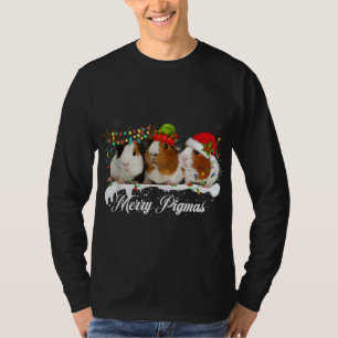 Merry Pigmas Funny Christmas Tree Xmas light Guine T-Shirt