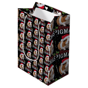 Merry Pigmas Funny Guinea Pig Christmas Santa Xmas Medium Gift Bag