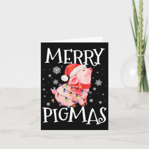 Merry Pigmas Funny Pig Christmas Lights Tree Xmas Card