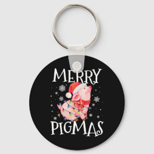 Merry Pigmas Funny Pig Christmas Lights Tree Xmas Key Ring