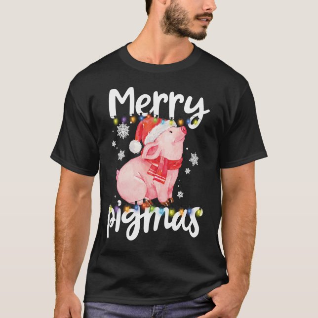 Merry Pigmas Funny Pig Christmas Pajama For Pig Lo T-Shirt (Front)