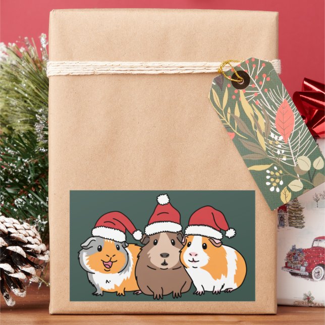 Merry Pigmas Guinea Pig Christmas Animal Lover  Rectangular Sticker (Holiday)