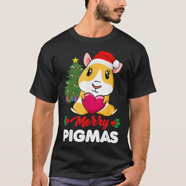Merry Pigmas Pajama Funny Guinea Pig Christmas San T-Shirt (Front)