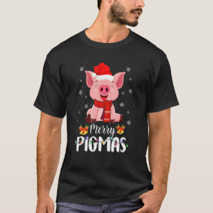 Merry Pigmas Pig Christmas Santa Hat Xmas Light F T-Shirt
