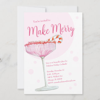 Merry Pink Champagne Holiday Party Invitation